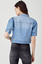 Load image into Gallery viewer, Naples Shirring Sleeve Crop Jean Jacket