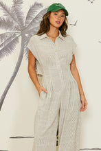 Load image into Gallery viewer, Nikki Striped Linen Cut Out Back Jumpsuit