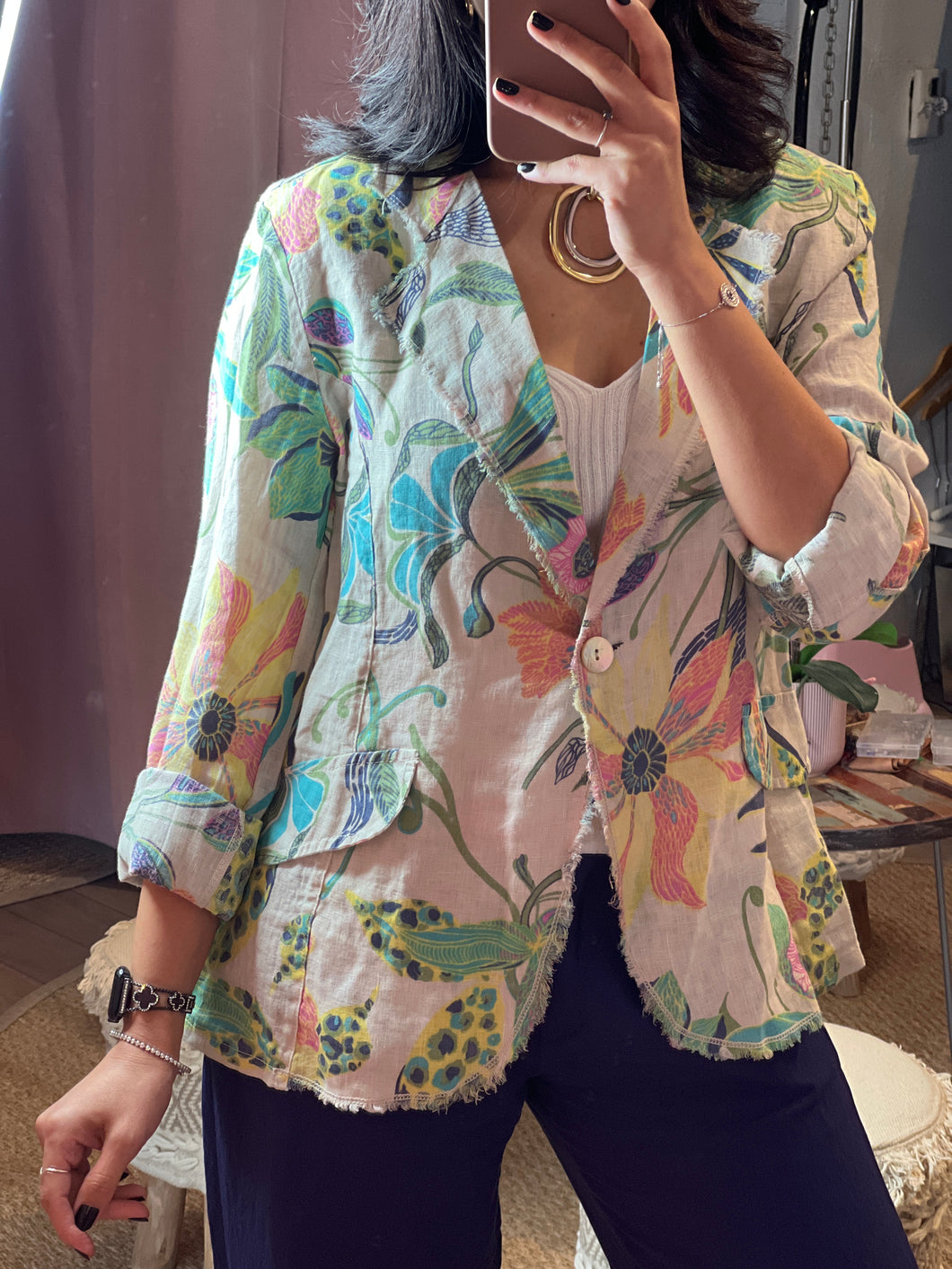 Palmera Printed Linen Jacket