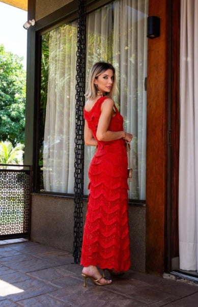 red crochet valentina dress Red Crochet Valentina Dress