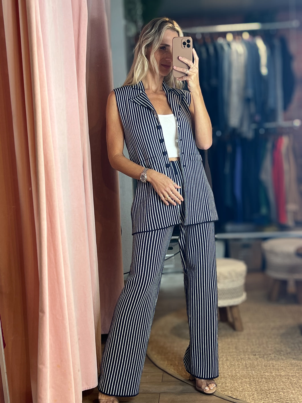 Carly Striped Vest and Pants Set