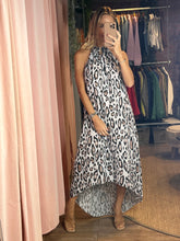 Load image into Gallery viewer, Animal Print Halter Linen Dress
