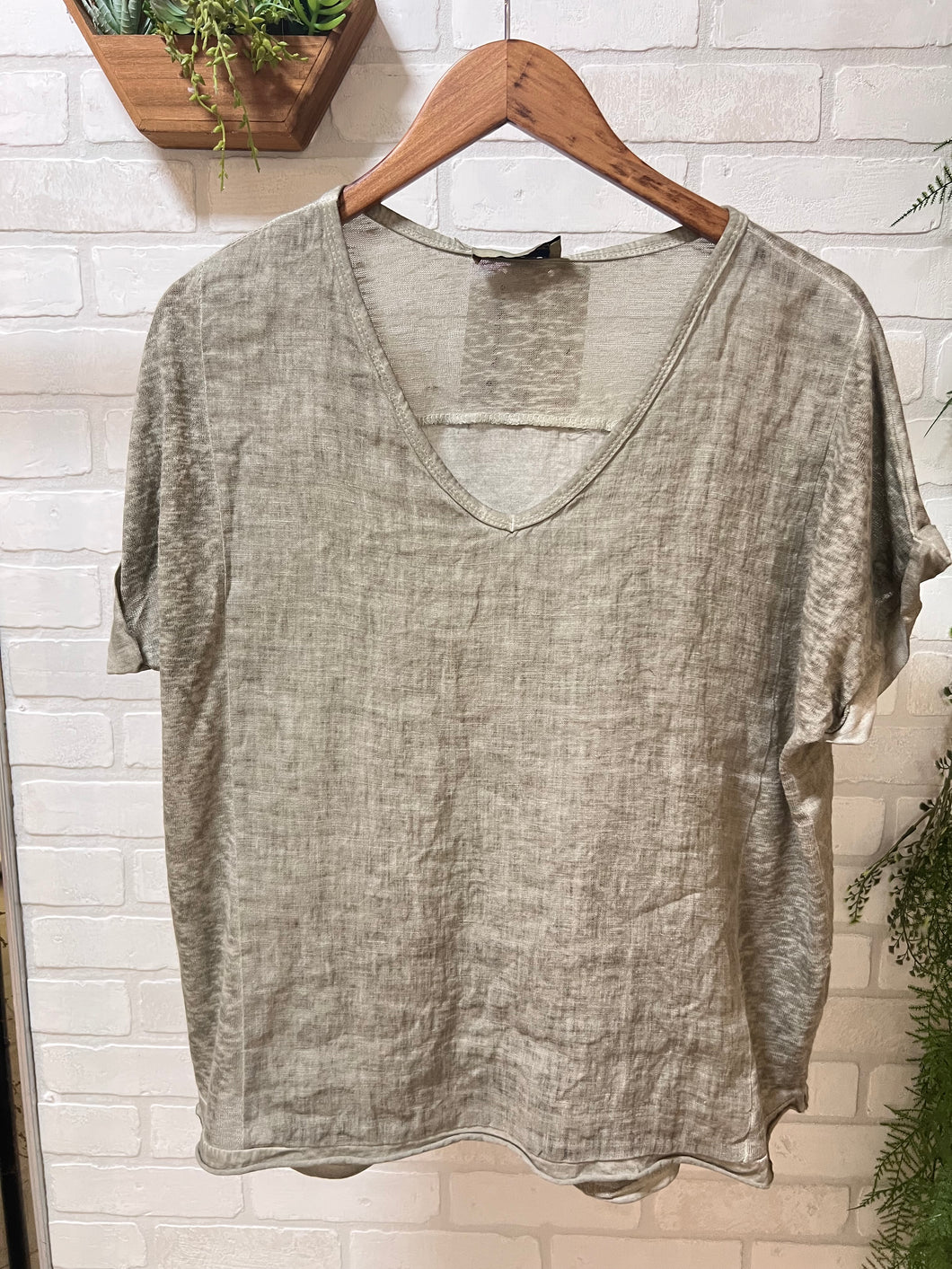 Jenna V Neck Linen Blouse