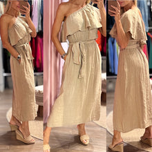 Load image into Gallery viewer, Arianna One Shoulder Linen Dress
