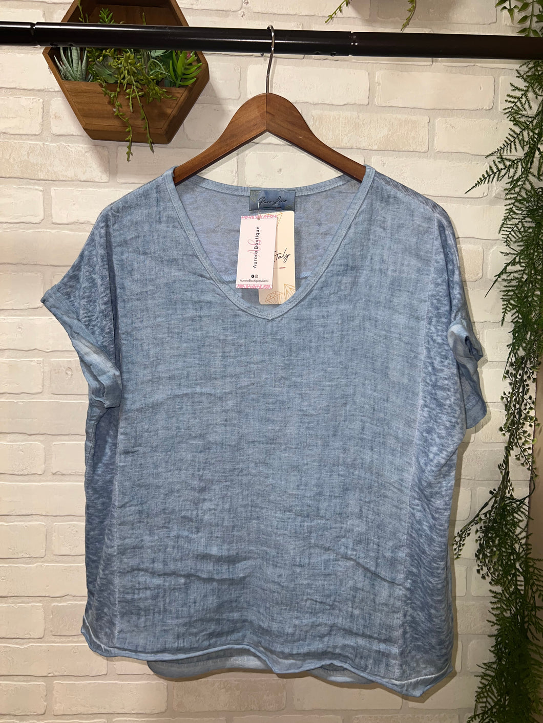 Jenna V Neck Linen Blouse