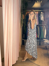 Load image into Gallery viewer, Animal Print Halter Linen Dress
