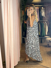 Load image into Gallery viewer, Animal Print Halter Linen Dress
