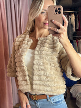 Load image into Gallery viewer, Bianca Half Sleeve Faux Fur Crop Jacket
