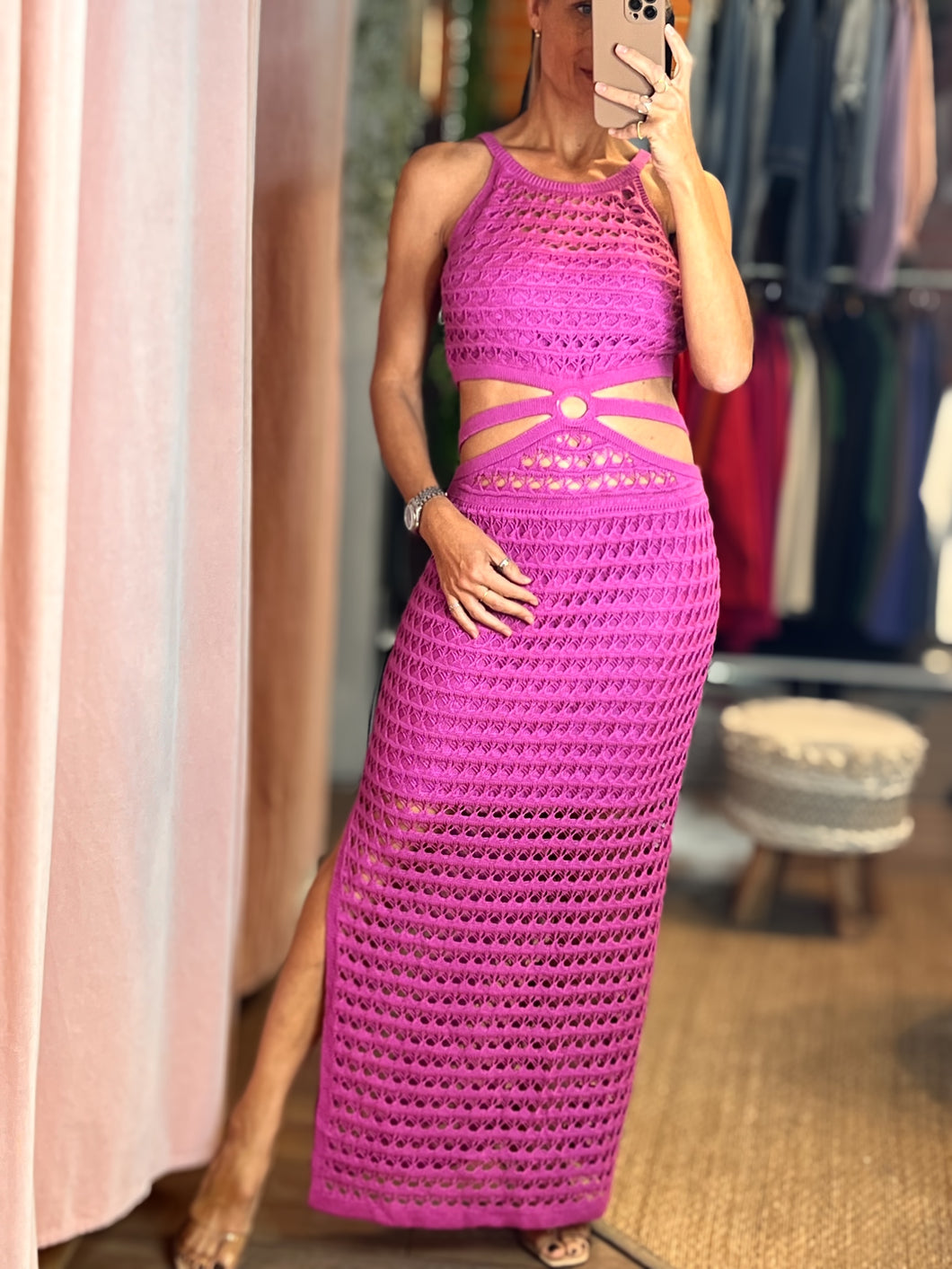 Maina Open Side Crochet Dress