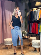Load image into Gallery viewer, Lorena Open  Maxi Denim Skirt
