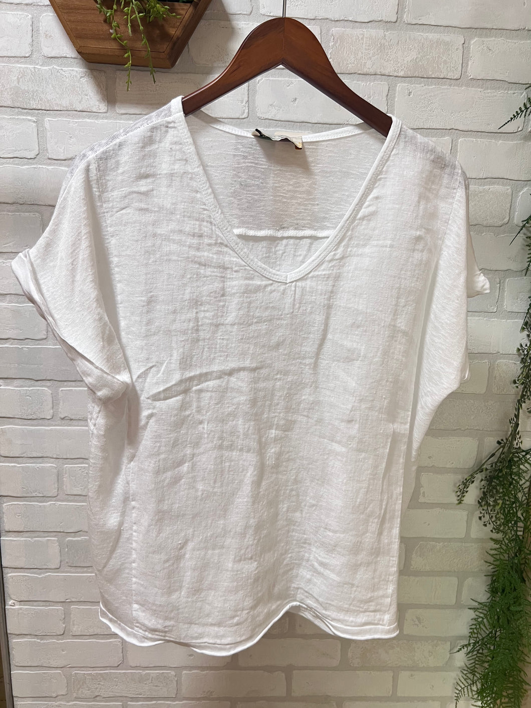 Jenna V Neck Linen Blouse