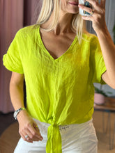 Load image into Gallery viewer, Michelle Tie Front Linen Blouse (one size fits all)

