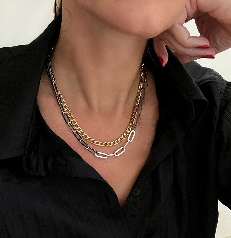 Nina Silver and Gold Layering Necklace