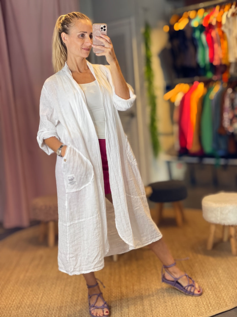 Yamile Linen Cover Up with Pockets