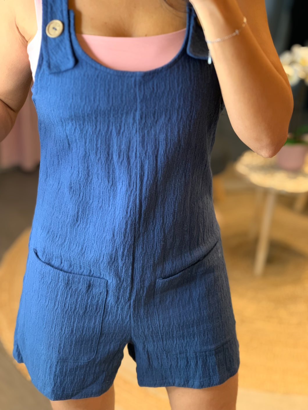 Dual Pockets Overall Romper