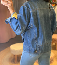 Load image into Gallery viewer, Dark Wash Jean Jacket with Yellow Details
